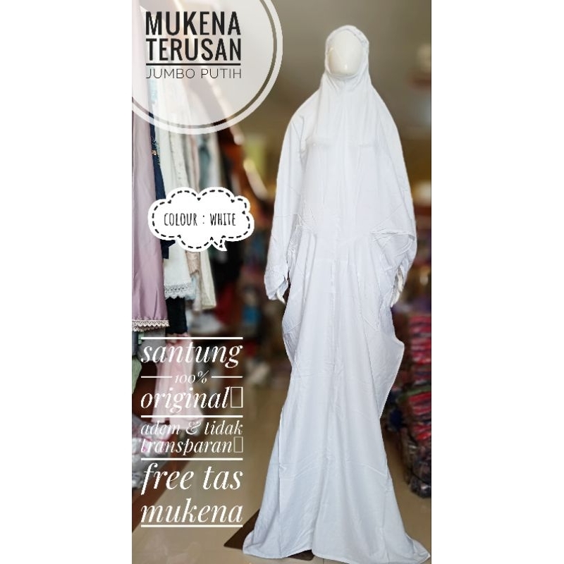 MUKENA TERUSAN PUTIH POLOS JUMBO