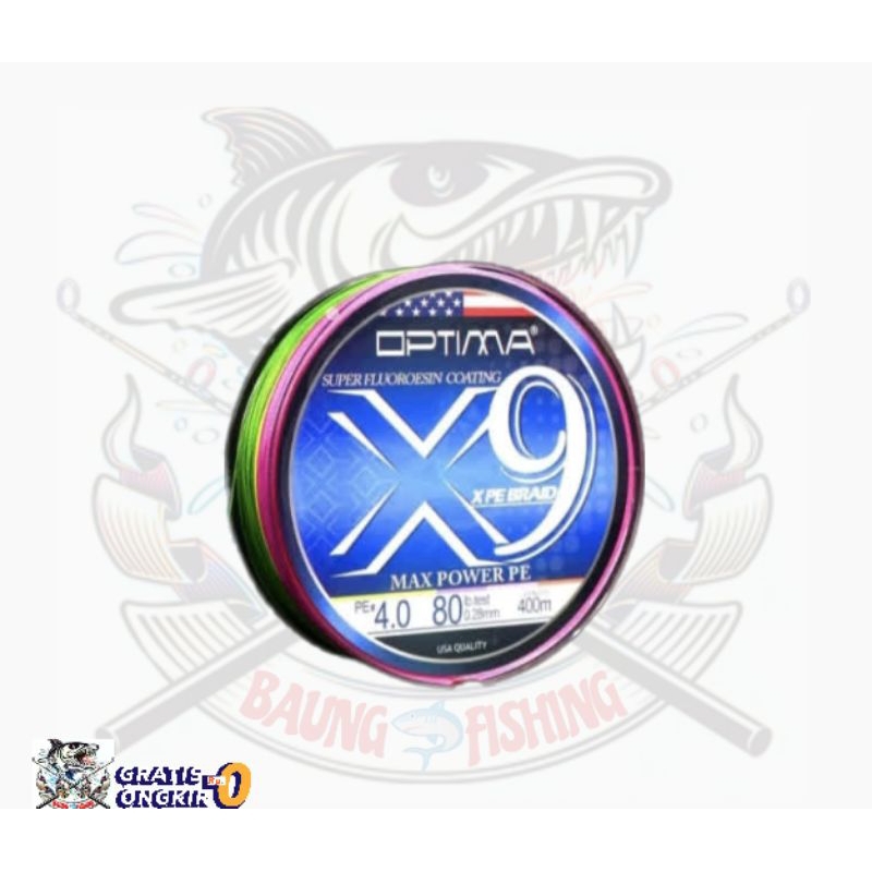 Senar pe x9 optima max powee fluoresin coating 200m 400m