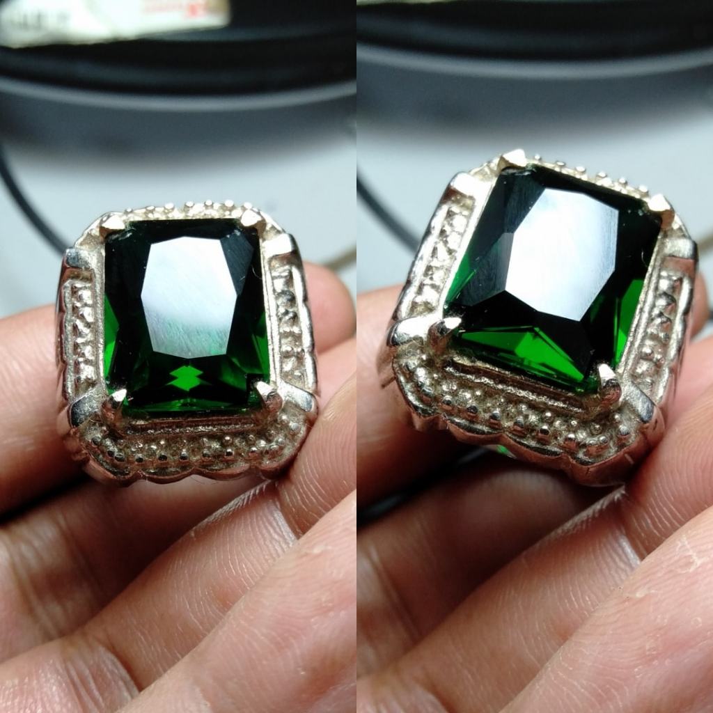 Cincin Batu Jamrud Biron Kotak Kating