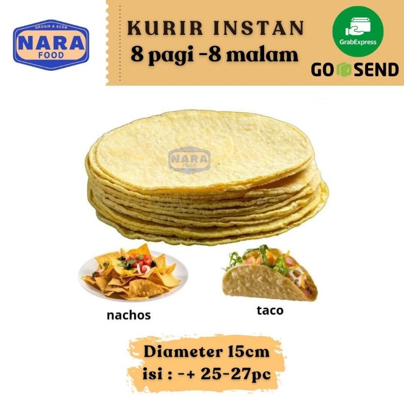 

Tortilla yellow corn 500 gr 15cm VEGAN FOOD isi -+27pc UKURAN 15cm