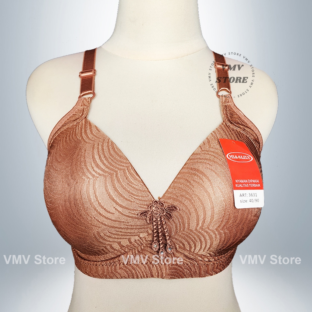 Bh Jumbo Tanpa Kawat Busa Tipis Misslily 3631 Cup C Bh Wanita Kait 3 Embossed Cantik