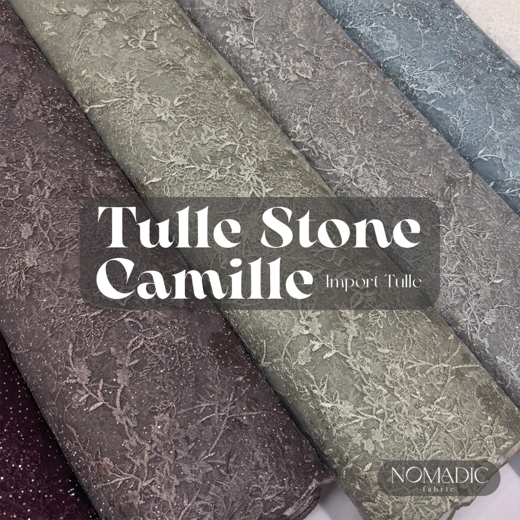 ½ Meter Kain Brokat Tulle Stone Camille PREMIUM || Tulle Bordir Bunga Dengan Batu || Brokat Import