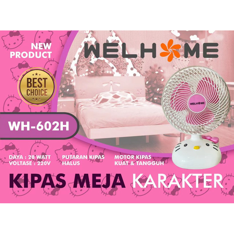 Kipas Angin Duduk Putar 8 Inch Welhome Karakter Lucu