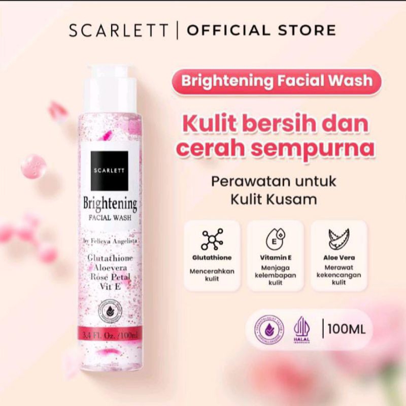 Scarlett Whitening BRIGHTENING Facial Wash - Sabun Cuci Muka Clean and Clear untuk mencerahkan