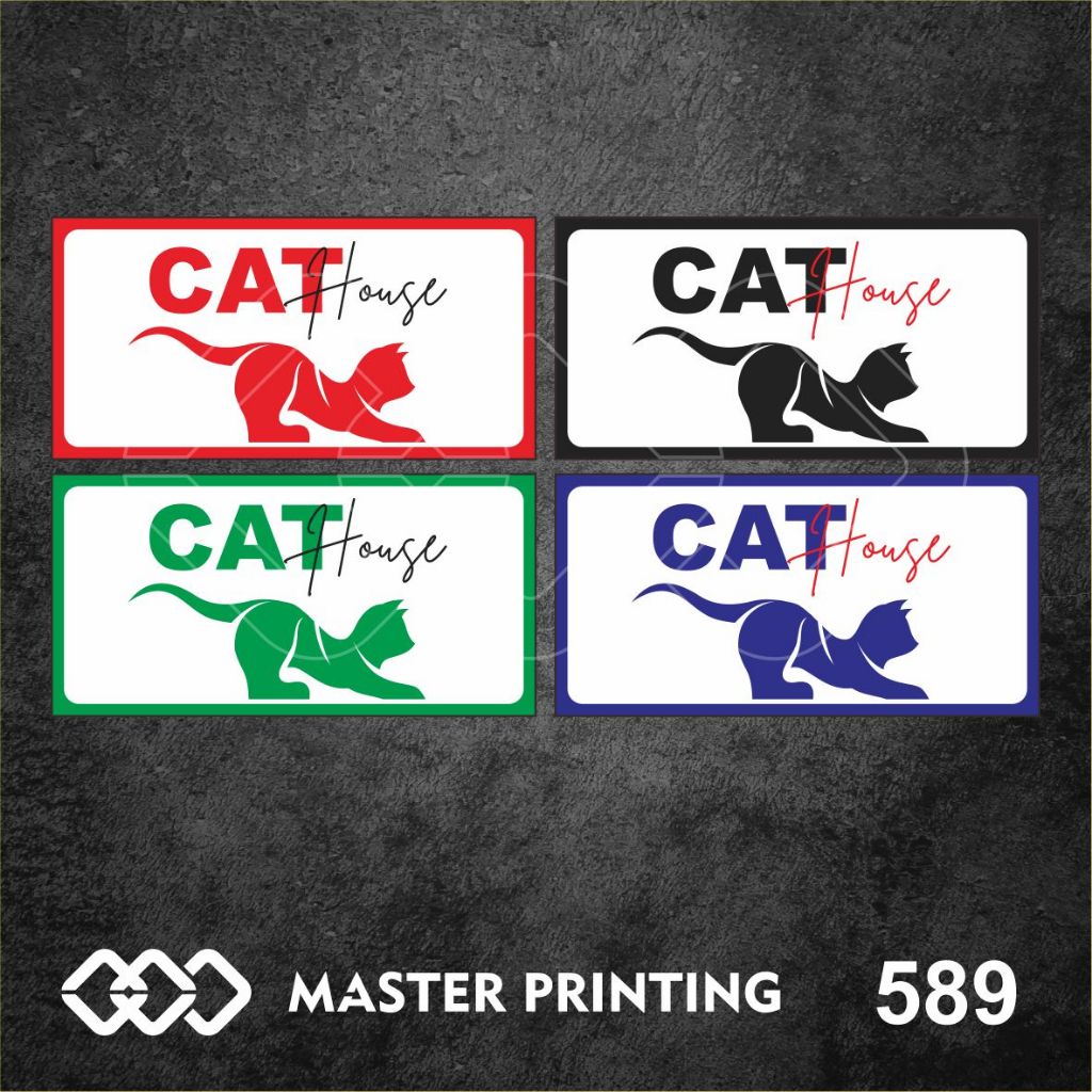 

589 - Stiker Cat House (Tempat Hewan Peliharaan), Sticker Vinyl, Tahan Air, Termurah, Bisa Custom