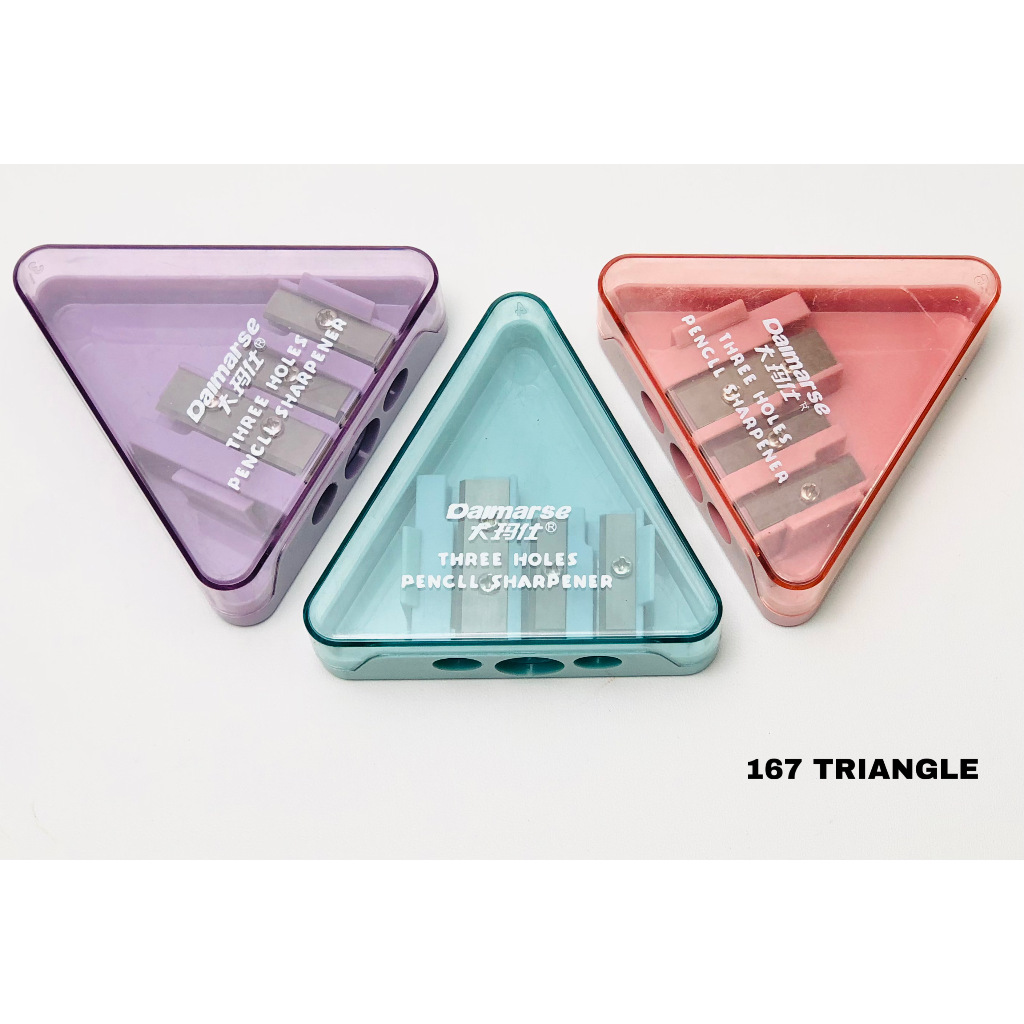 

Rautan Pensil Impor 167 Triangel Serutan 3 Lubang Rautan Three Holes Warna Pastel Satuan