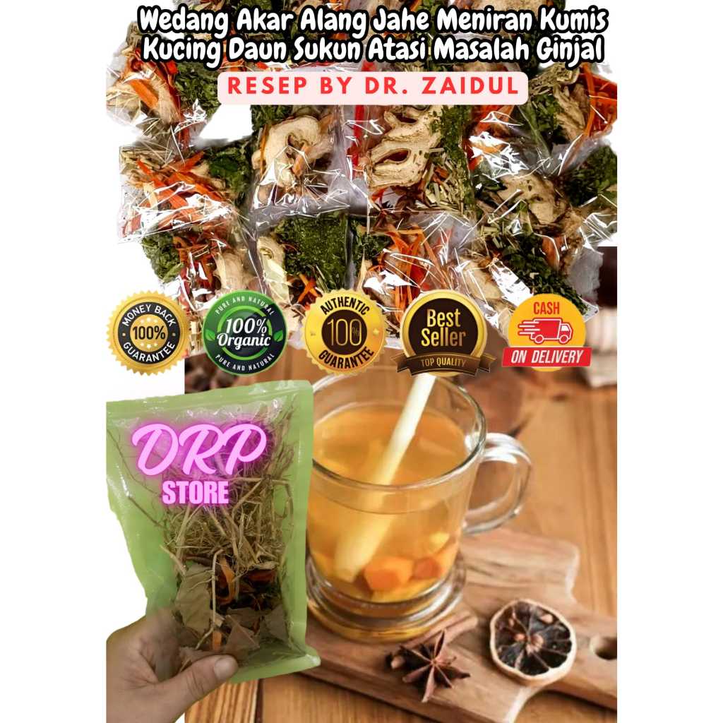 

[KEMASAN PREMIUM & PORSI JUMBO] Wedang Akar Alang Jahe Meniran Kumis Kucing Daun Sukun Atasi Masalah Ginjal