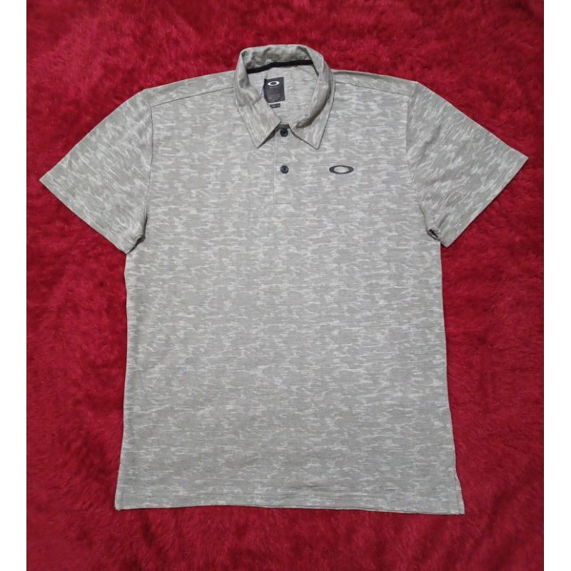 Baju Kaos Polo Shirt Golf Sport Tennis Casual Men Pria Oakley Icon Abu Muda Original Quickdry Dryfit