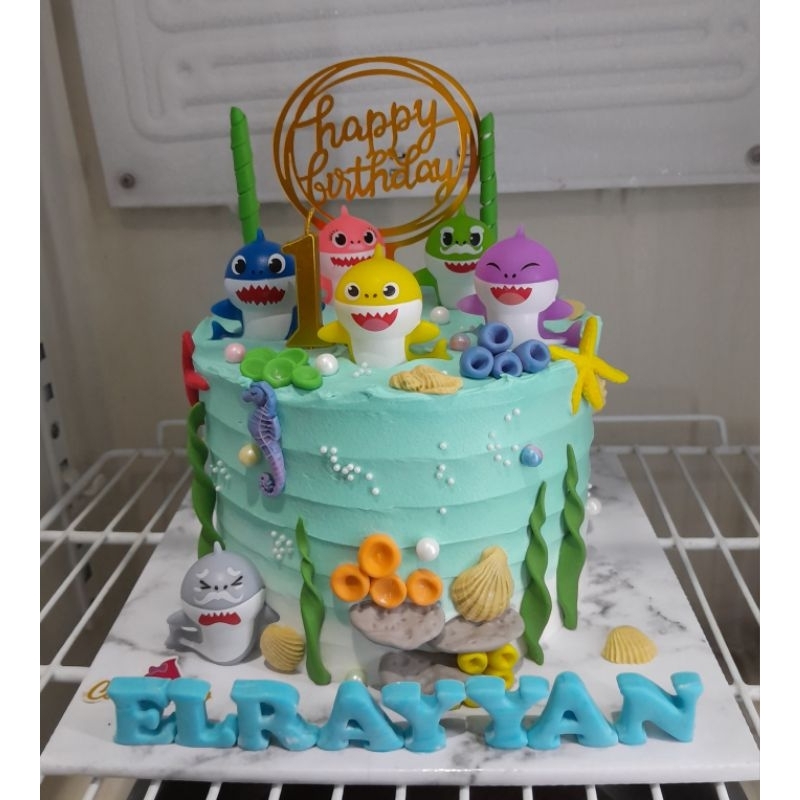 KUE ULANG TAHUN BABY SHARK / KUE ULTAH BABY SHARK/ CAKE BIRTHDAY BABY SHARK / KUE TART MURAH ENAK