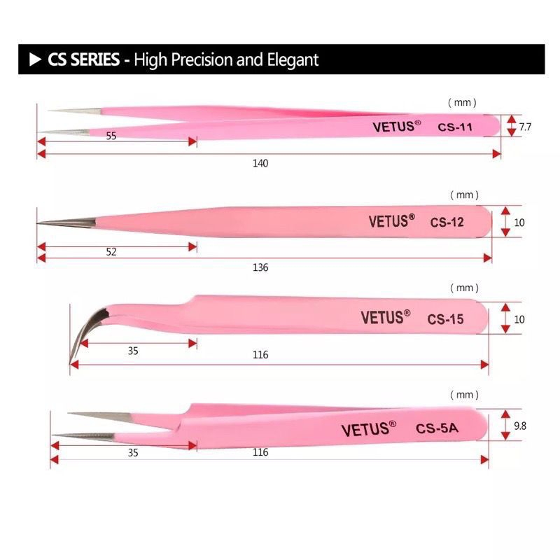 Pinset VETUS Tweezers Pink ORIGINAL