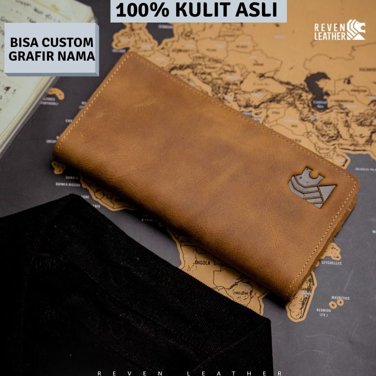 Murmer REVEN LEATHER  Dompet Kartu Lipat Panjang Pria Gavin Wallet Bahan Kulit Sapi Asli Crazy Horse