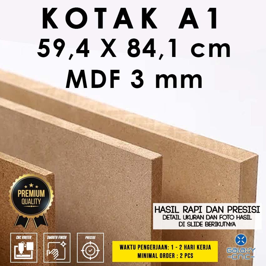 Kotak A1 (59,4  x 84,1 cm) - MDF 3 mm - Papan kayu lembaran MDF