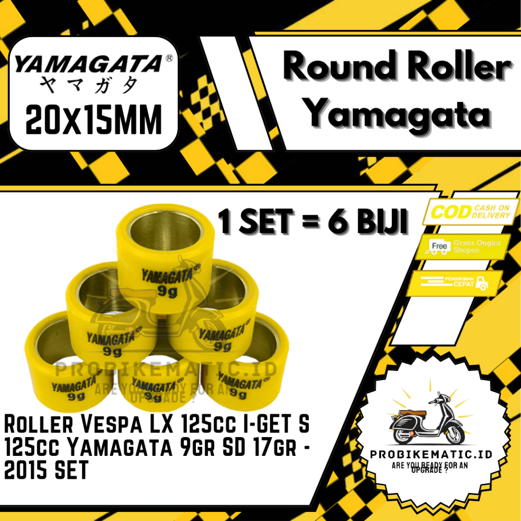 Round Roller Vespa IGET I-GET I GET S LX 125 cc 9 GR 10 GR 11 GR 12 GR 13 GR 14 GR 15 GR 17 GR 18 GR