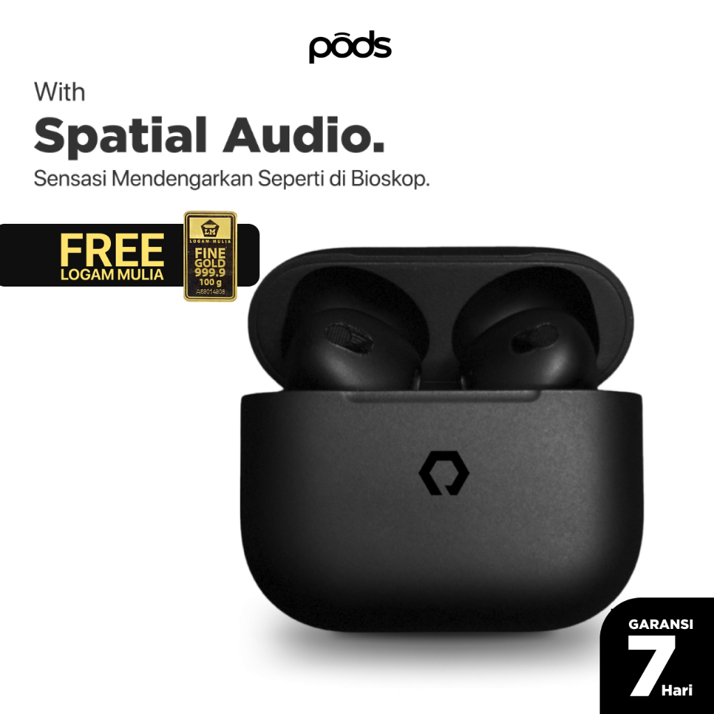 The Pods Gen 3 Black 2024 [LIMITED EDITION] Wireless Charging Case (Highest Version) By Pods Indones