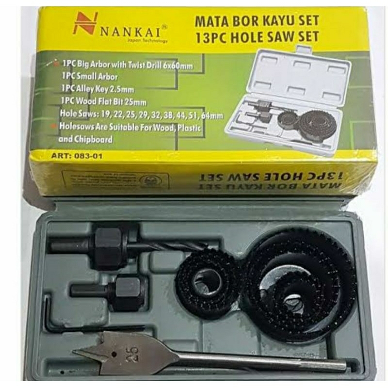 Mata Bor Pipa Paralon Kayu Nankai Set 13 PCS