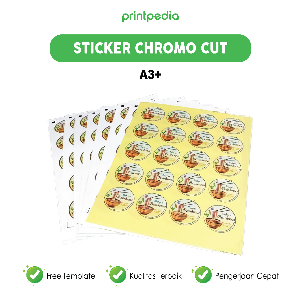 

Cetak Sticker Chromo A3+ / Stiker Custom Kromo A3+ Kiss Cut / Stiker Label Kemasan