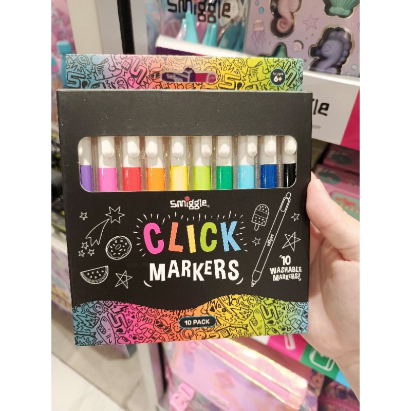 

Smiggle Click Washable Markers Marker Spidol Warna Anak Set Paket isi 10 Original