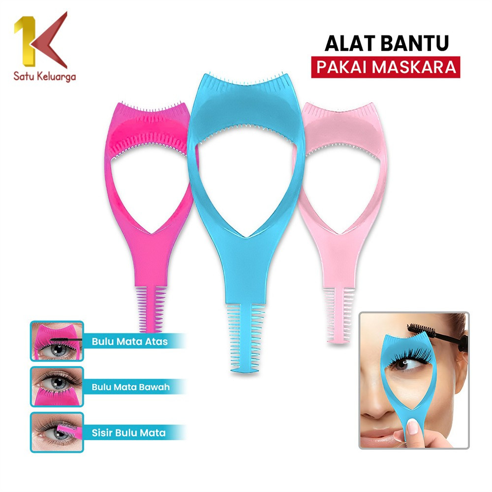 Satu Keluarga Alat Bantu Aplikator Maskara 3 IN 1 Eyelash Template K172 Alat Bantu Pakai Maskara Mak