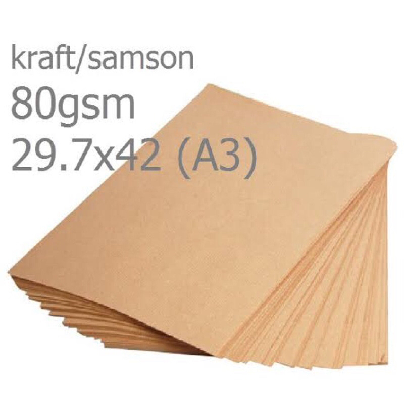 

10 Lembar Kertas Samson Coklat 80gsm Ukuran A3 (29.7x42cm) kertasbuket/flower wrap/kertas cuci mobil