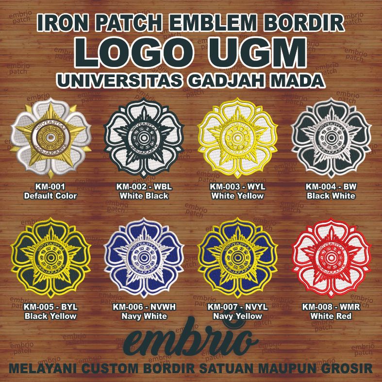 Patch UGM emblem bordir logo Universitas Gadjah Mada - 7cm - Embrio Patch Embroidery Emblem Bordir I