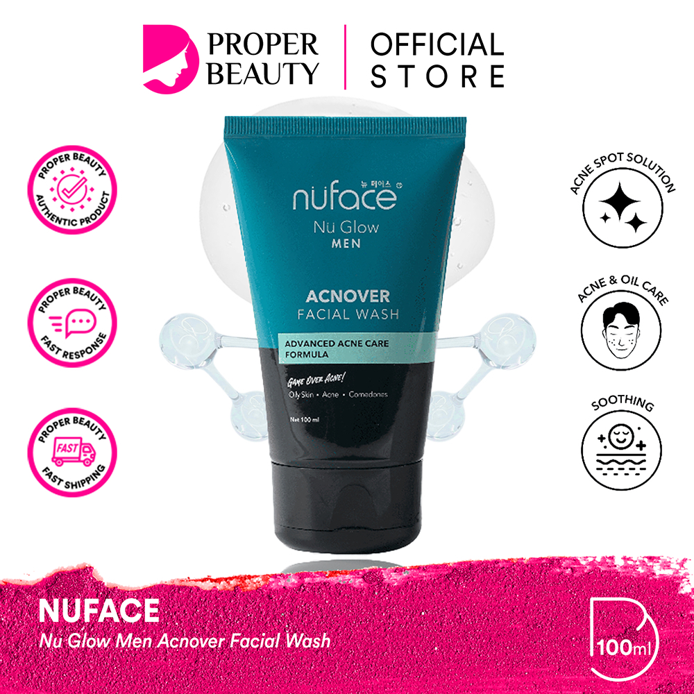 NUFACE Nu Glow Men Acnover Facial Wash Indonesia / Pembersih Wajah Pria 100ml / Advanced Acne Care F