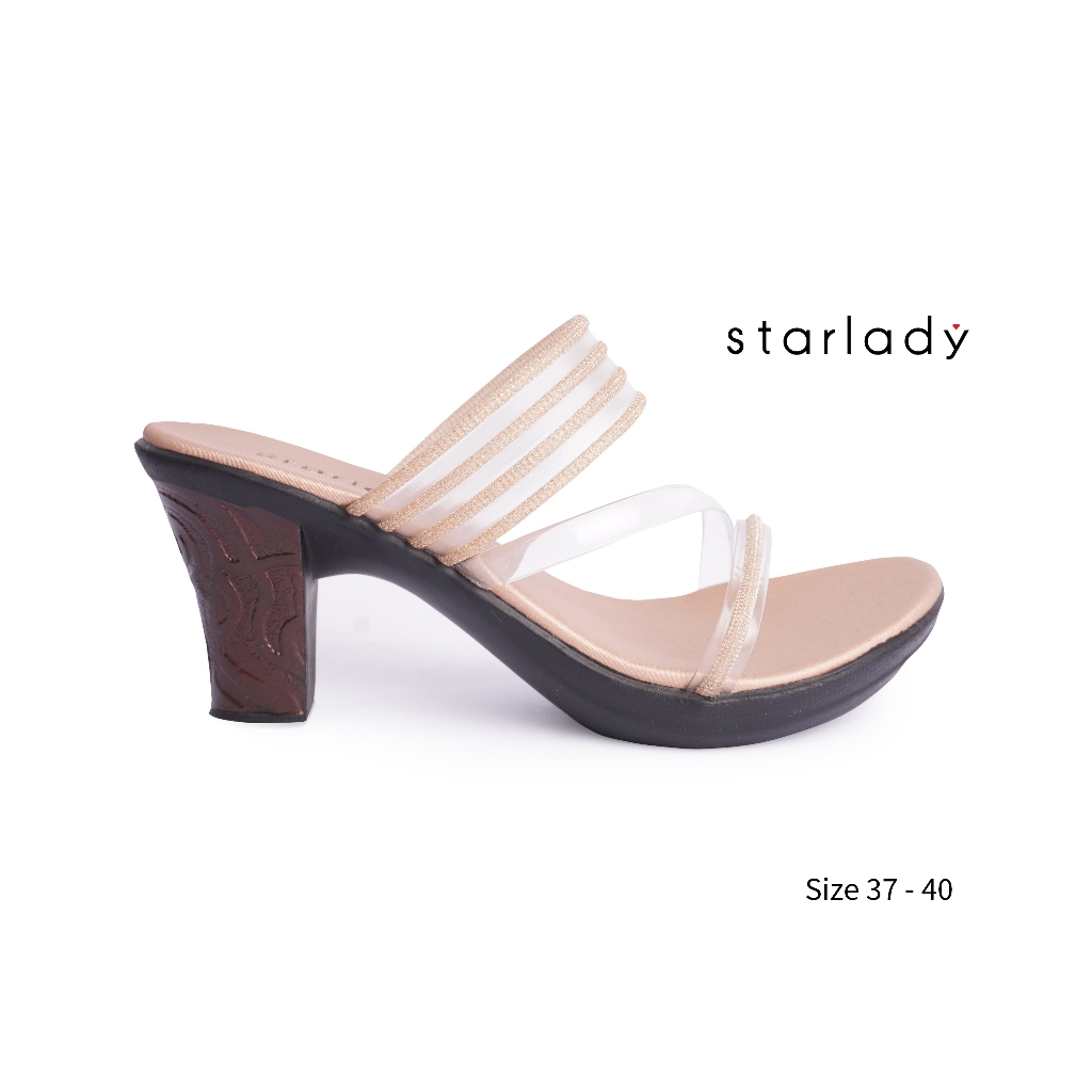 sandal high heels wanita STARLADY JELLY BEIGE