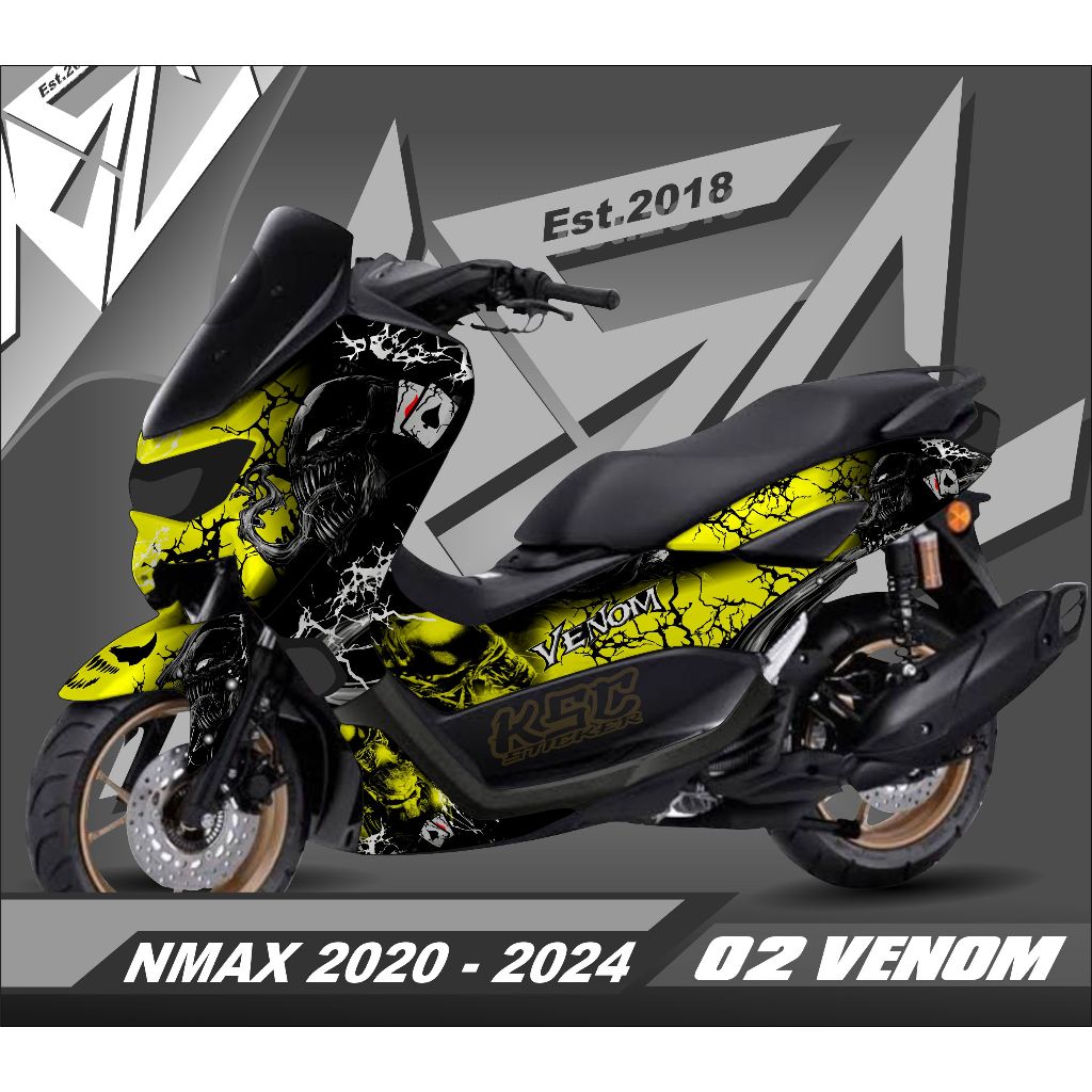 Decal Stiker FullBody Motor Yamaha Nmax New 2020 2021 2022 2023 2024 Venom [K-02] Dekal Stiker Nmax New 2021 / 2022 / 2023  VENOM Predator  K.NMX20.D1.02
