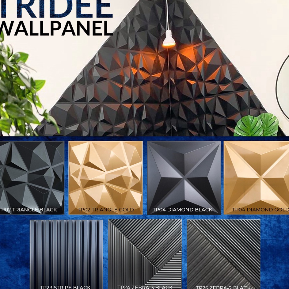 yM TRIDEE WALLPANEL TRIANGLE DIAMOND  WALLPAPER DINDING DEKORASI  WALL PANEL 3D DINDING PVC