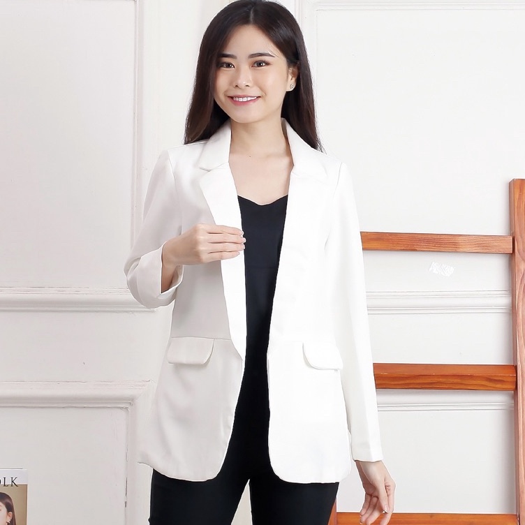 Langsung Miliki  Blazer putih wanita formal kantor blazer kerja korea lengan tangan panjang jas kant