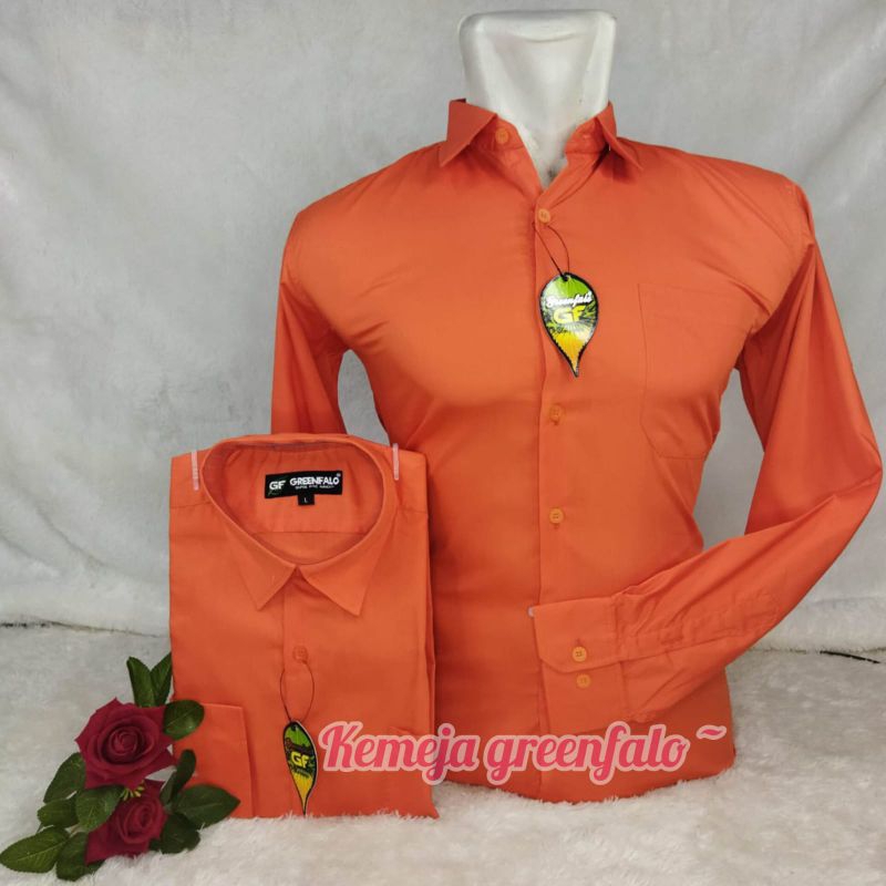 KEMEJA LENGAN PANJANG ORANGE HEM ORANGE TANGAN PANJANG BAJU KAOS WARNA ORANGE ORANYE