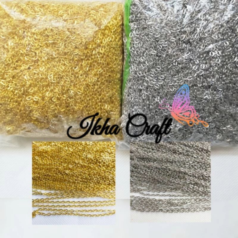 (100 meter)Rantai Nuri Emas Dan Perak 0,6/0,7/0,8 Per Pack