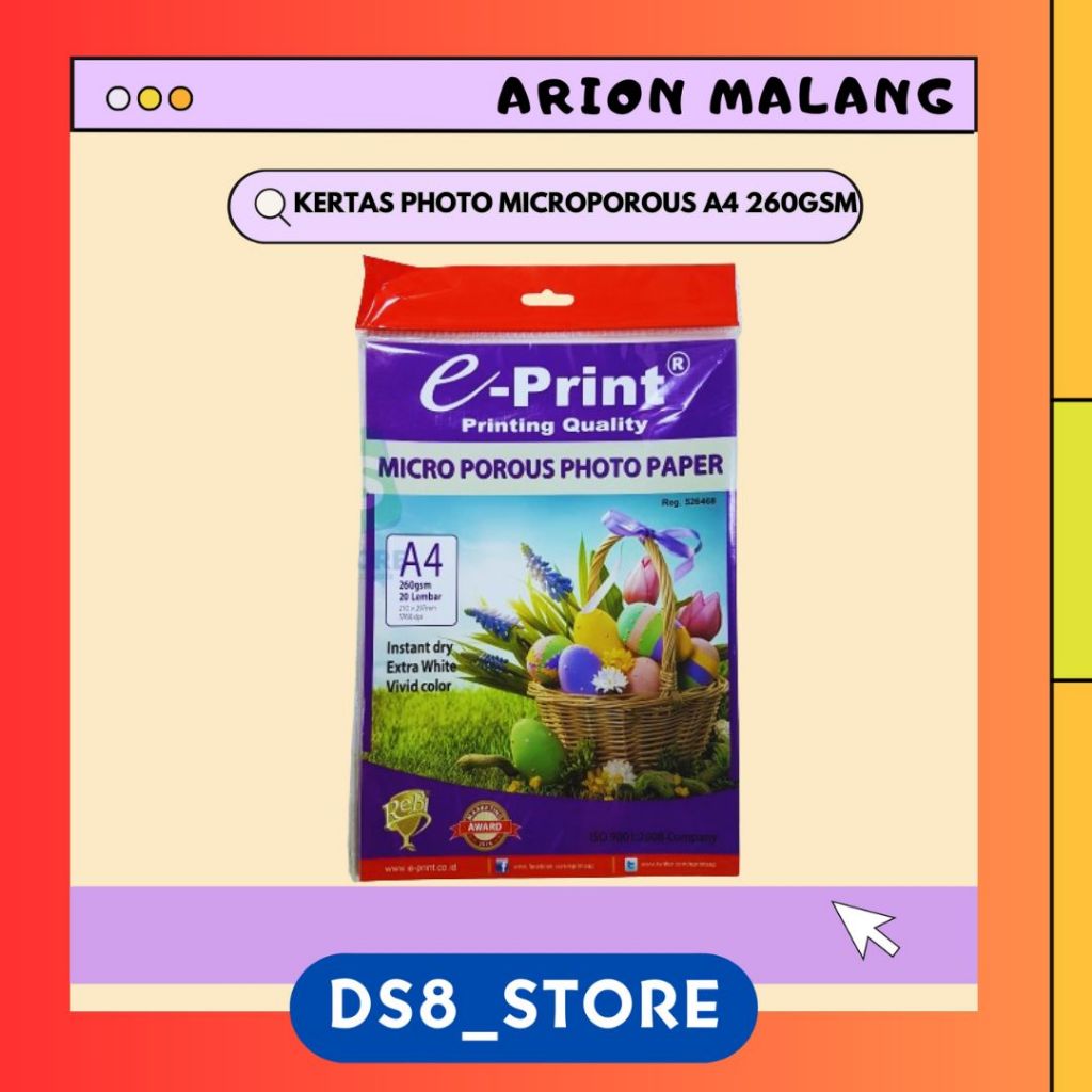 

Kertas Foto Spesial Microporous A4 260 GSM E-PRINT