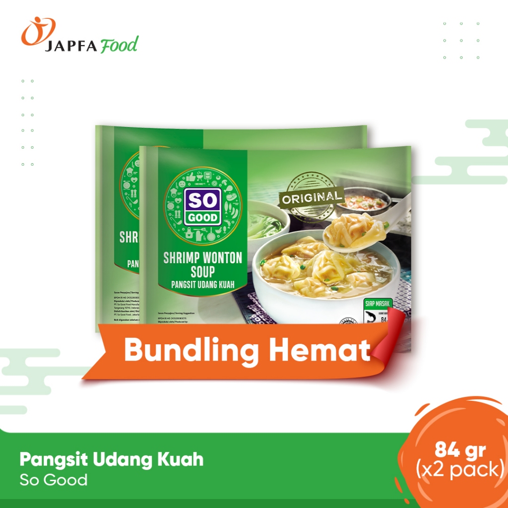 So Good Pangsit Udang Kuah/Shrimp Wonton Soup 84 gr - Isi 2 pack