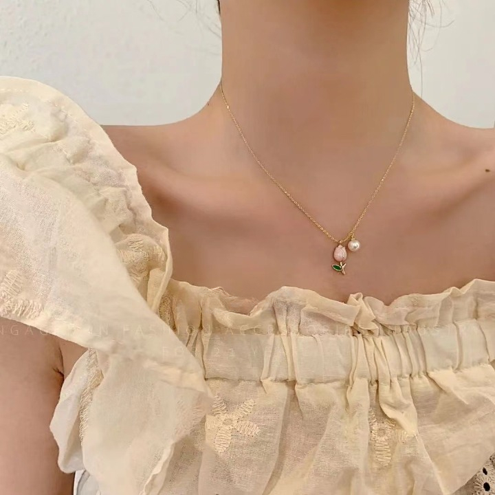 Farisa - Necklace Kalung Alloy Wanita Korean Style Hijab Kekinian Rantai Emas Simple Aesthetic Adjus