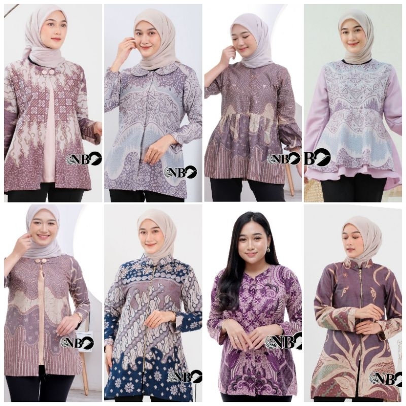 Batik seragam wanita warna ungu Lilac mauve M L XL XXL Atasan batik wanita