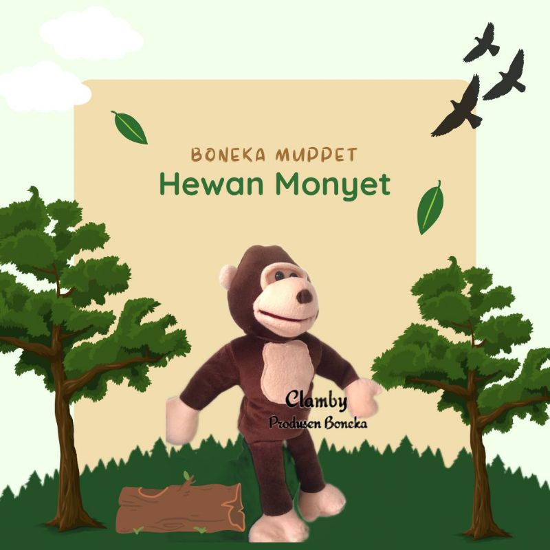 Peraga Dongeng|Hand Puppet Boneka Tangan Muppet 50cm Monyet Gorilla monyet