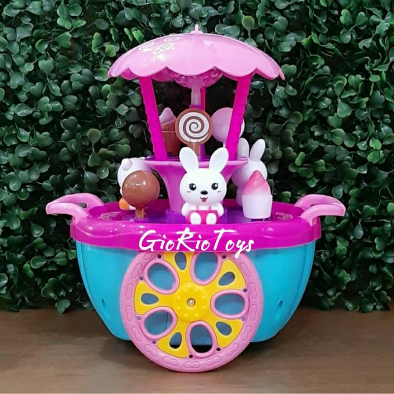Mainan Anak Sweet Shop Ice Cream Cart Gerobak Es Krim Bisa Jalan Nyala Musik Dan Lampu