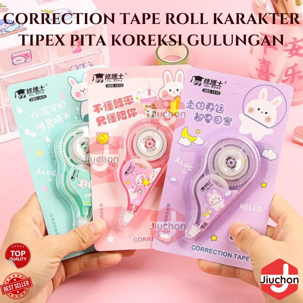 

JIUCHON Correction Tape Roll Karakter Pita Koreksi Gulungan TipeX Motif lucu Penghapus Tulisan Pulpen
