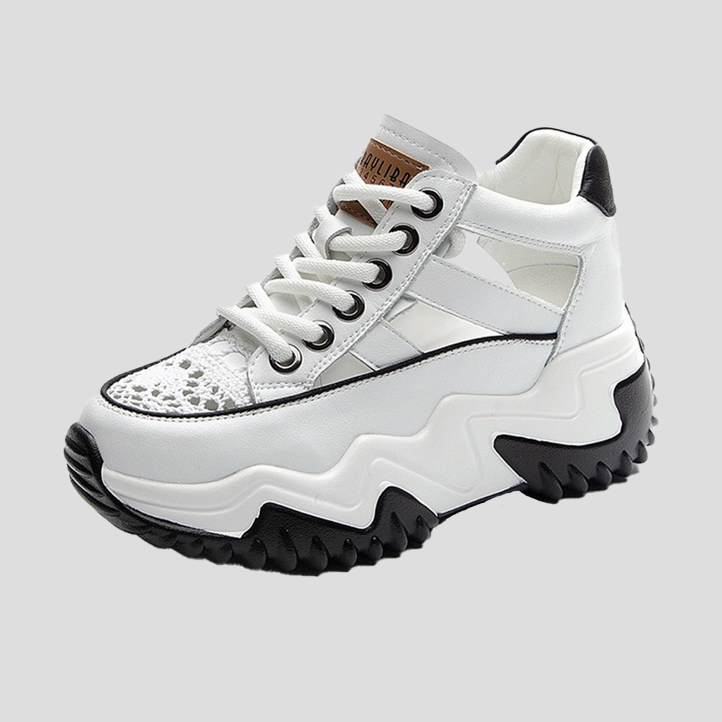 Sepatu Wanita Sneaker Wedges Korea Heels 5 cm Kasual yang anti-selip Kuning/Puith/Merah/Hitam ST062