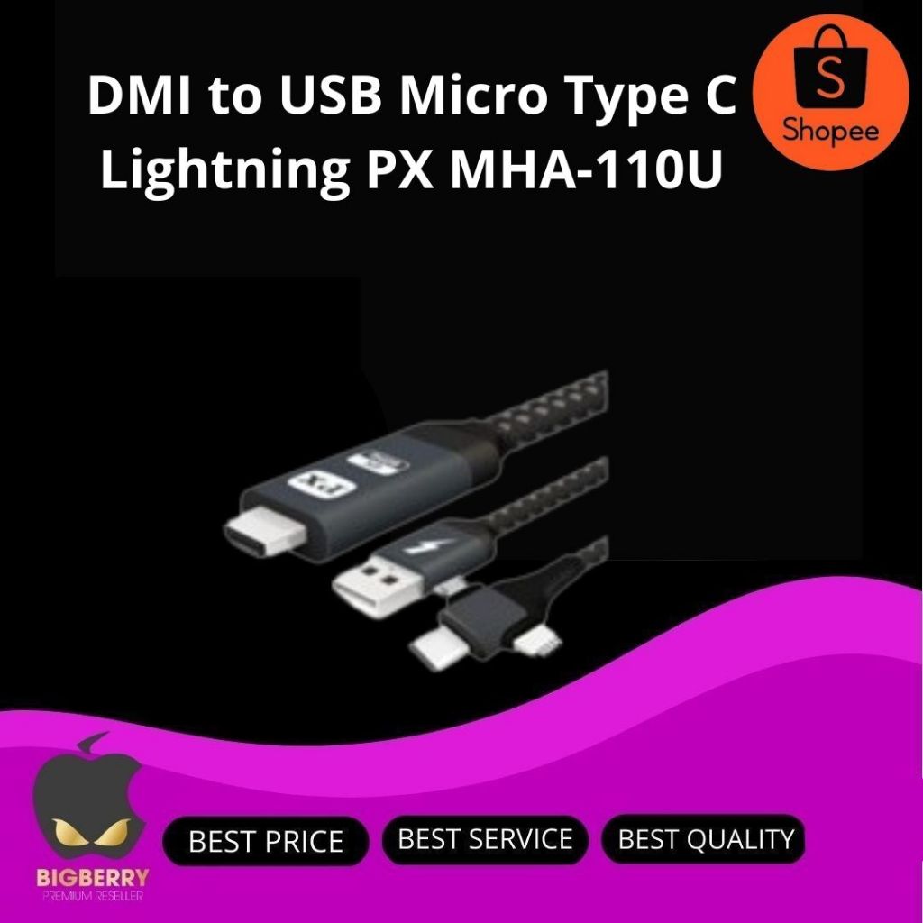 HDMI to USB Micro Type C Lightning Converter IOS Android PX MHA-110U