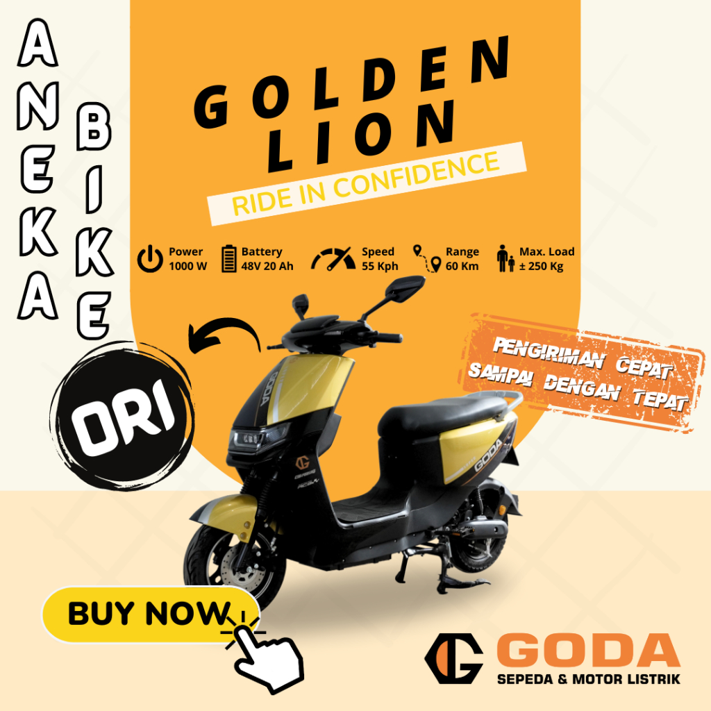 Motor Listrik GODA GD200 Garansi Resmi - GD 200 Golden Lion - ANEKA BIKE GODA OFFICIA