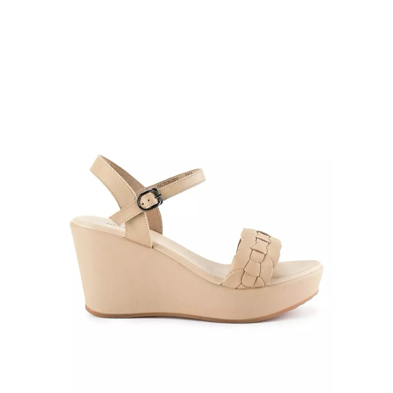 PSPGN.CO || ORIGINAL BRAND OBERMAIN NETTY HELEN SEPATU WEDGES WANITA SLING BACK IN BEIGE SIZE 38