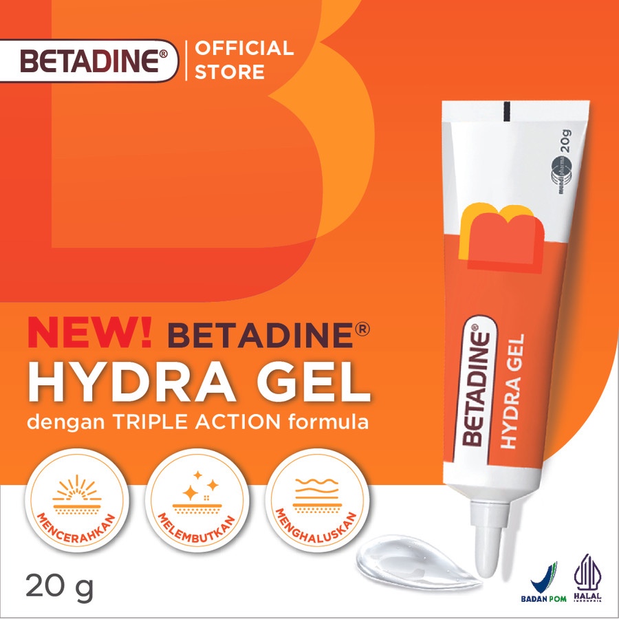 BETADINE Hydra Gel 20 GR | Menghilangkan Bekas luka & Jerawat