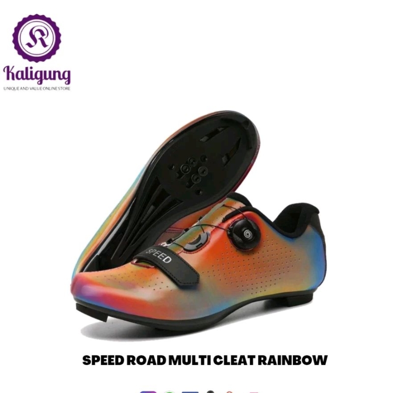 Sepatu Roadbike Multi Cleat SPEED Chameleon Rainbow - Sepatu Gowes Balap - Sepatu MTB Roadbike