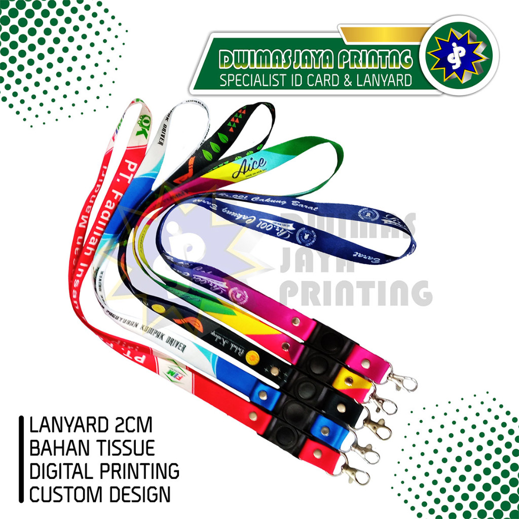 

Cetak Tali Lanyard Id Printing Custom Lebar 2 Cm