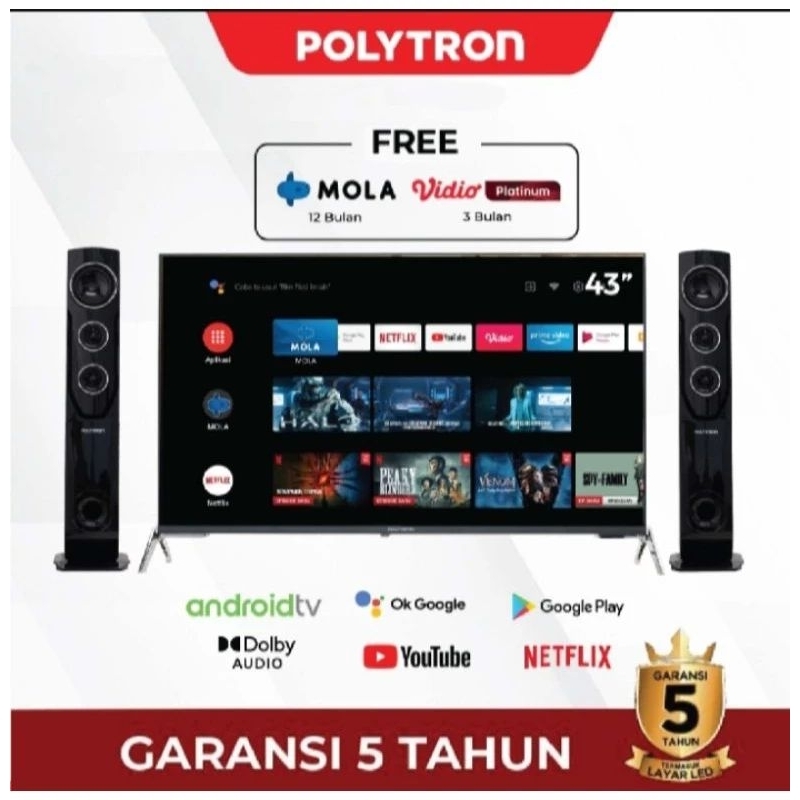 TV POLYTRON 43 INCH ANDROID TOWER SPEAKER
