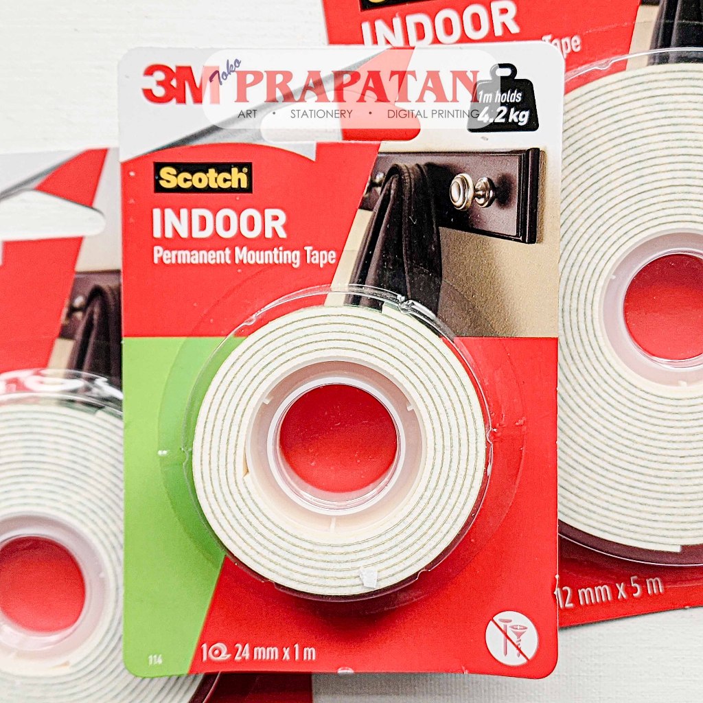 

Scotch Indoor Permanent Mounting Tape 12-24mm | Perekat Dua Sisi | Selotip