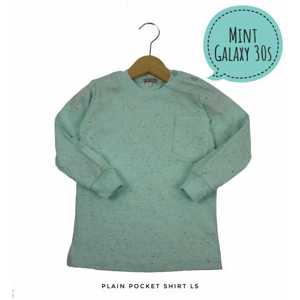Kaos Polos Tangan Panjang Bayi - Anak Perempuan dan Anak Laki Laki - Hijau Mint Cotton Galaxy 30s