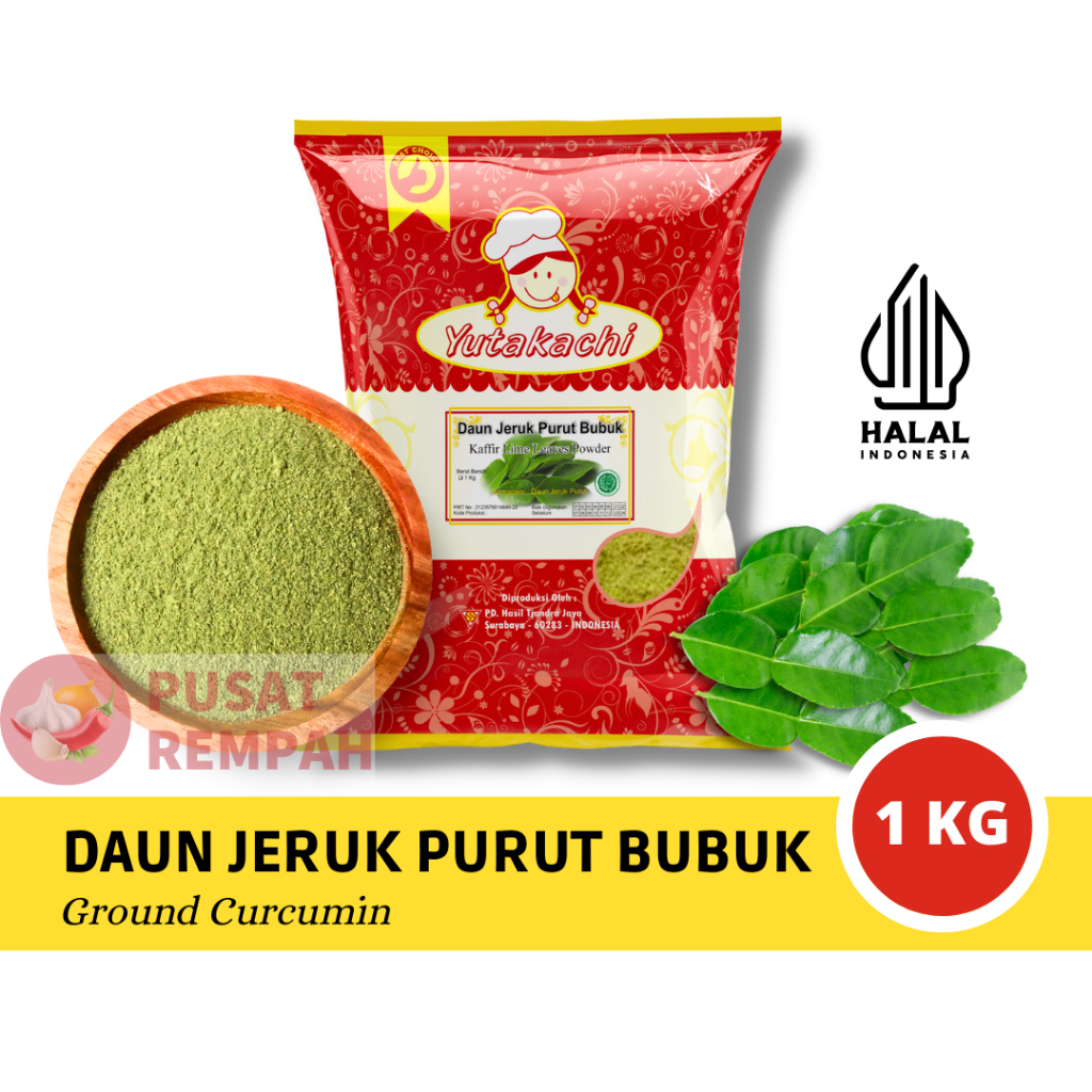 

Daun Jeruk Purut Bubuk 1Kg Yutakachi / Kaffir Lime Leaves Powder / Bumbu Masak Rempah Murni / Pusat Rempah