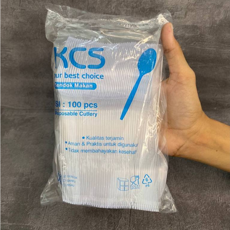 [1 Pack isi 100 pcs] Sendok Makan Bening KCS / Sendok Makan Murah KCS / Sendok Makan Bening Murah